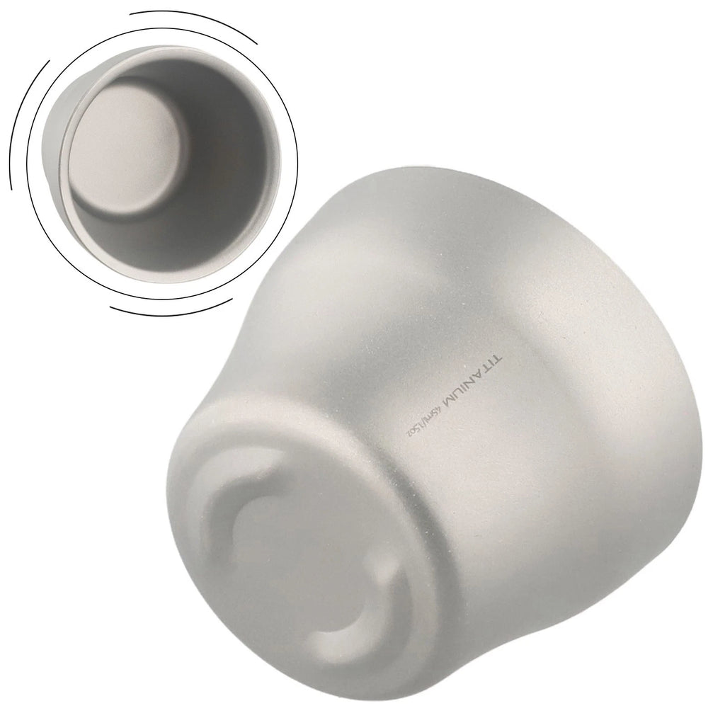 Compact Double Layer Titanium Wine Mug 45ml - Rust Resistant, Lightweight