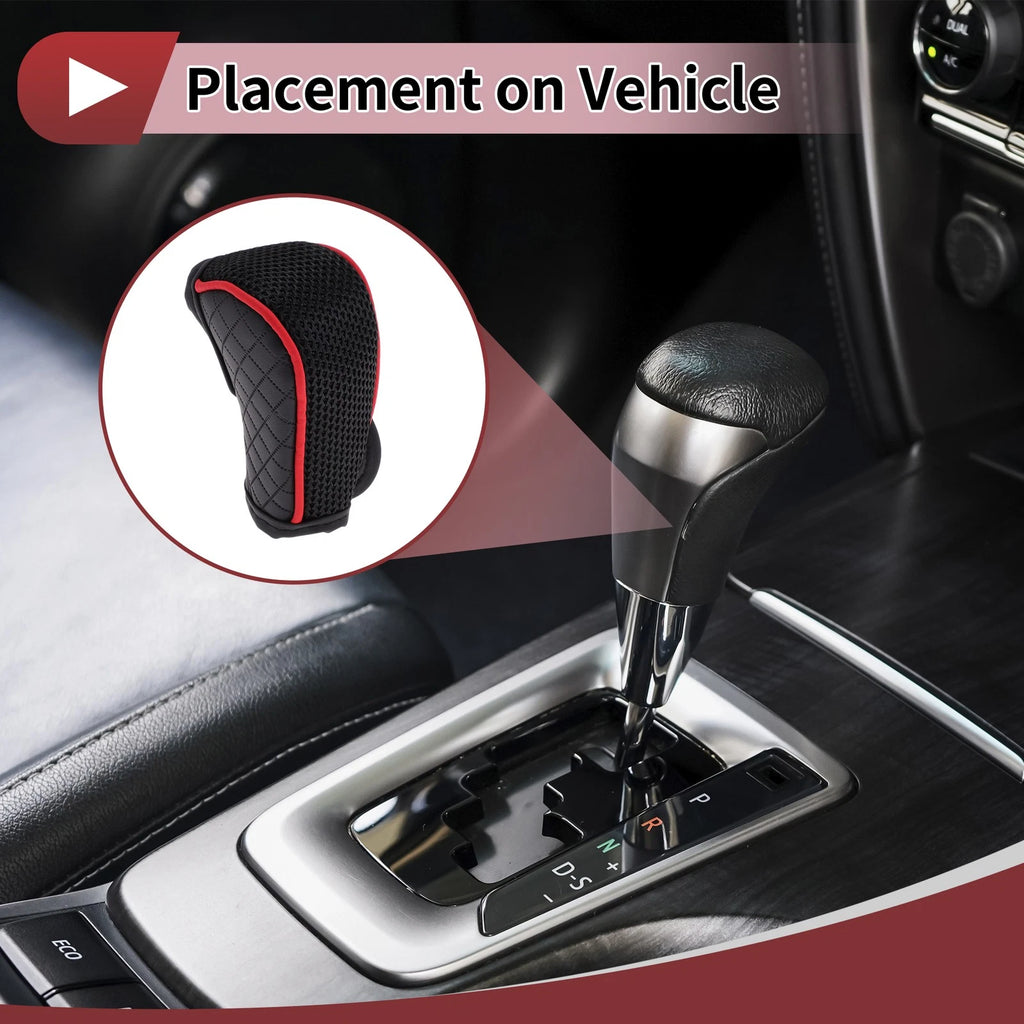 Gear Shift Knob Cover for Car SUV Hook and Loop Style Black Red