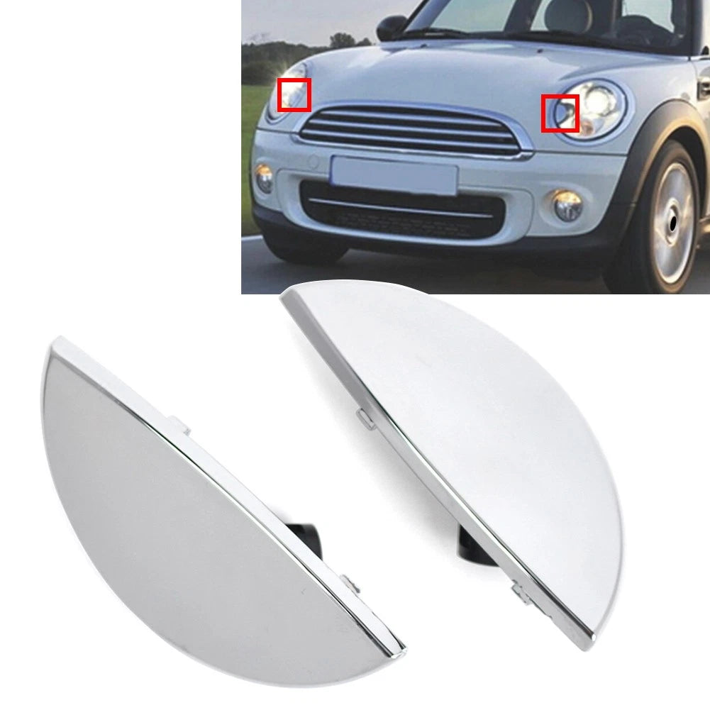 1 Pair Headlight Washer Nozzle Cover Chrome for BMW Mini Cooper (2001–2008)