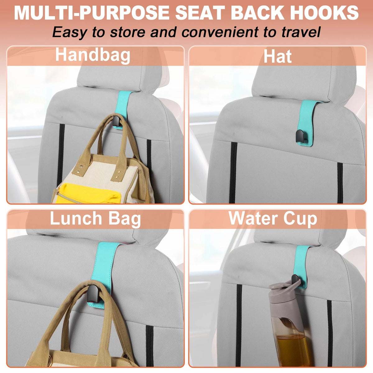1 Pc Faux Leather Metal Car Seat Headrest Hook for Universal Fit
