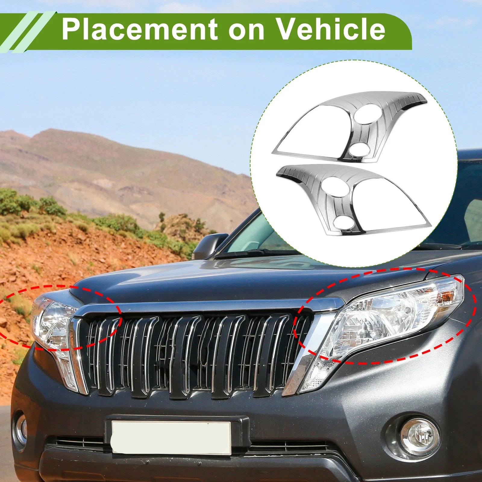 Headlight Trim Bezel Pair Front Left Right for Toyota Prado FJ120 (2003–2009)