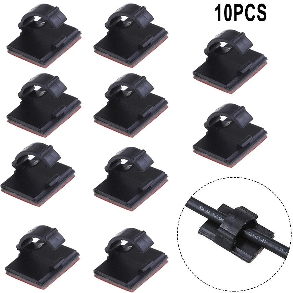 10X Self-Adhesive Wire Tie Cable Clamp Clip Holder for Car Dash Cam