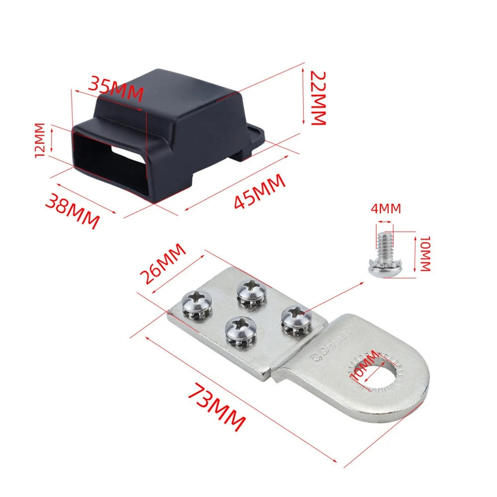 32V 100A 4 Circuit Battery Terminal Fuse Block w/ Cap Battery Terminal Mount Kit