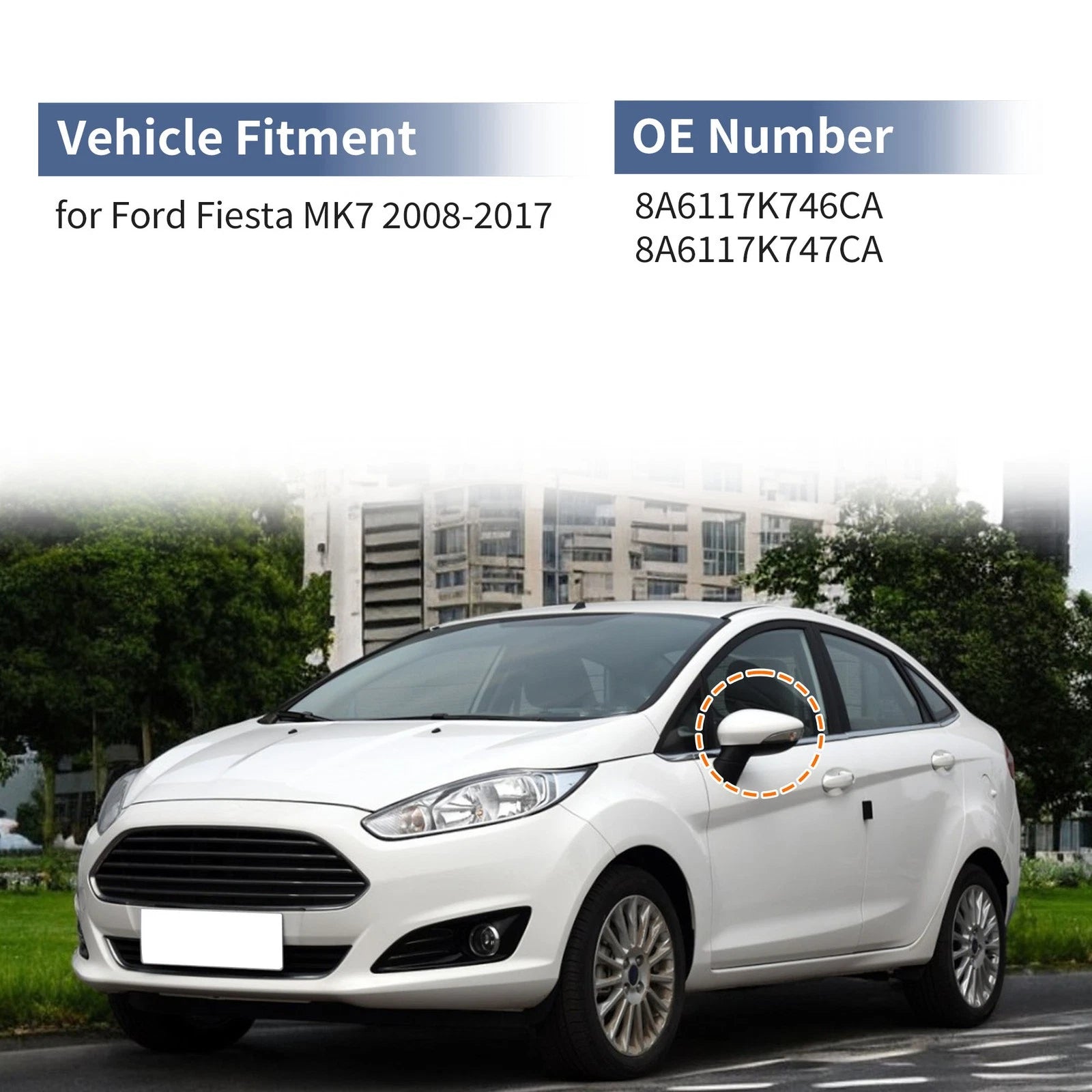 Mirror Cover Cap Set for Ford Fiesta MK7 (2008–2017)