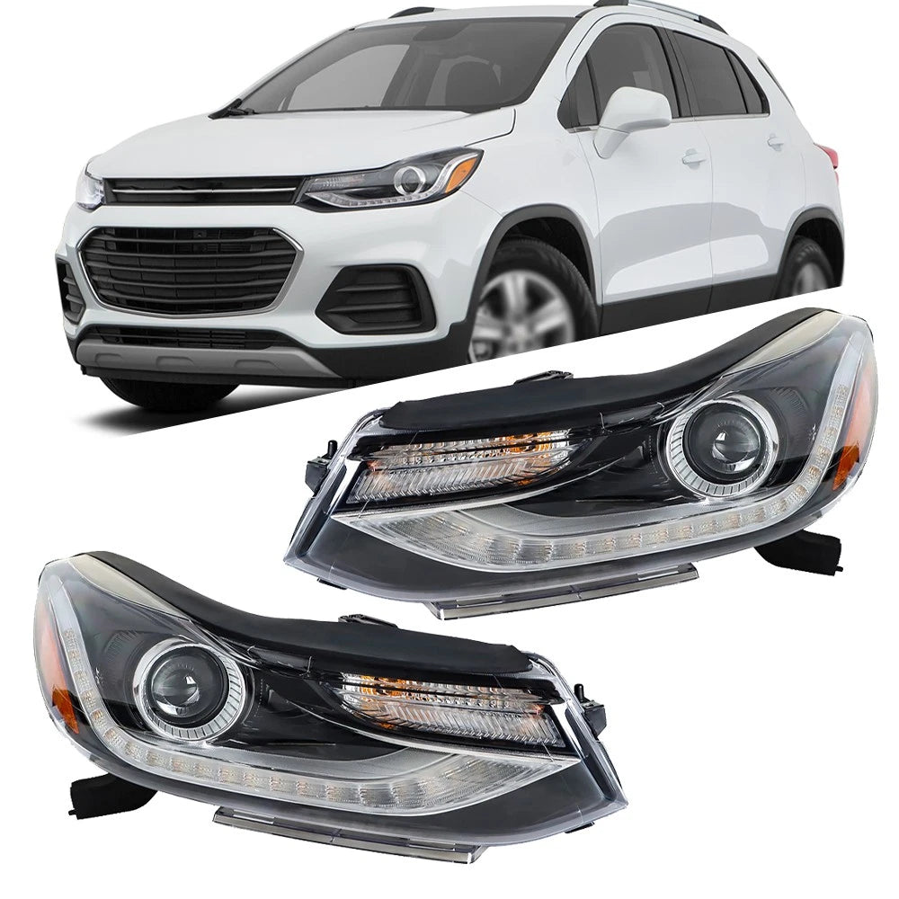 Set of 2 Headlight Assembly for Chevy Trax (2017–2019) Halogen with LED DRL