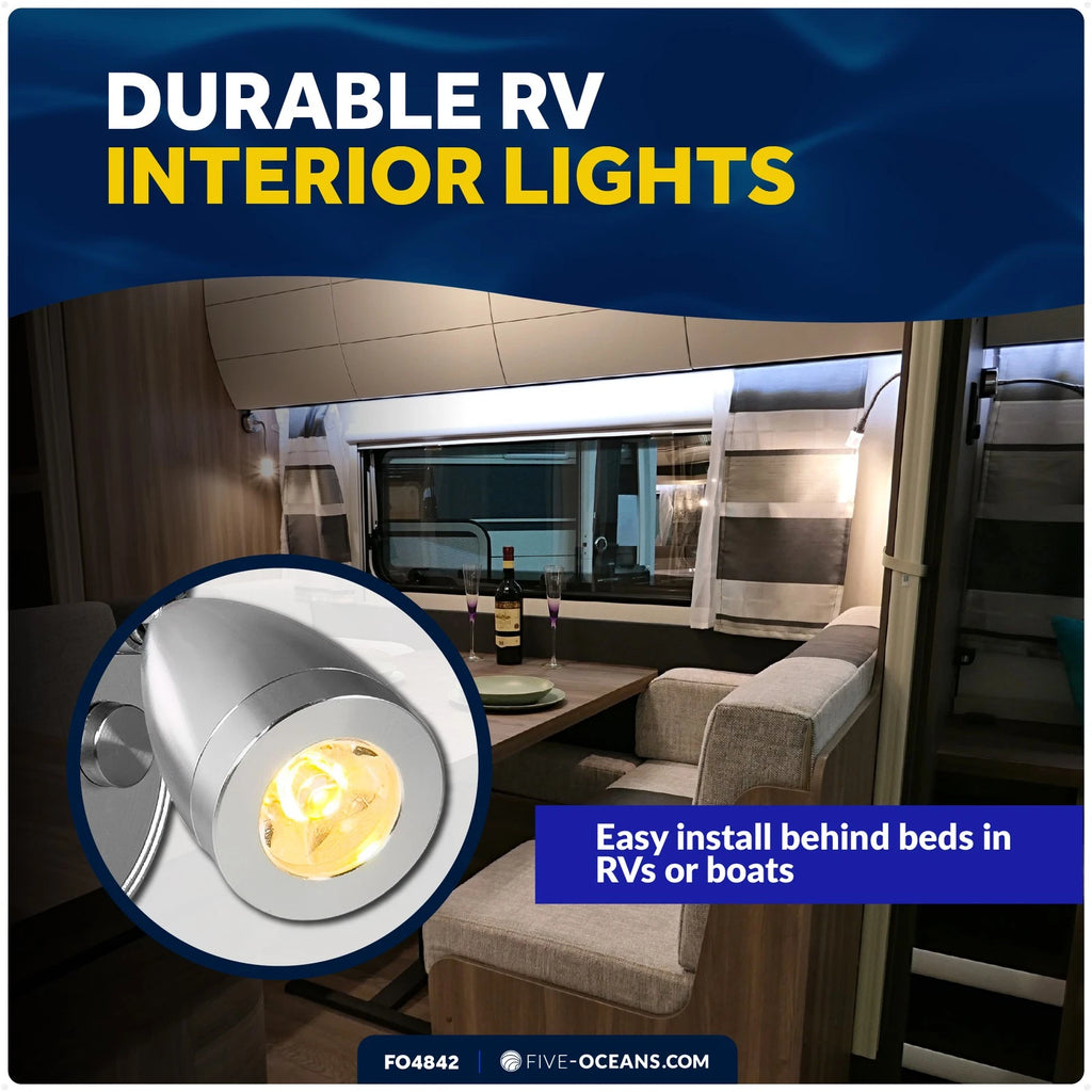 RV LED Reading Light with Touch Dimmer, USB-C, Warm White, 12V