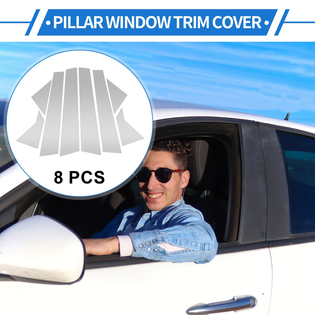 8 Pcs Door Pillar Window Trim Replacement for Hyundai Elantra (2011–2016) Silver