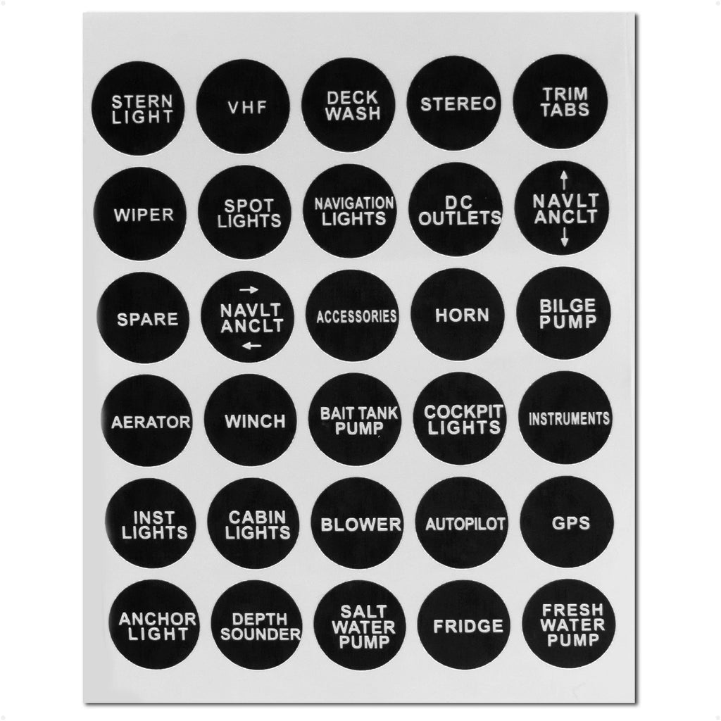 30 Pcs Boat Switch Panel Labels for Five Oceans FO3928