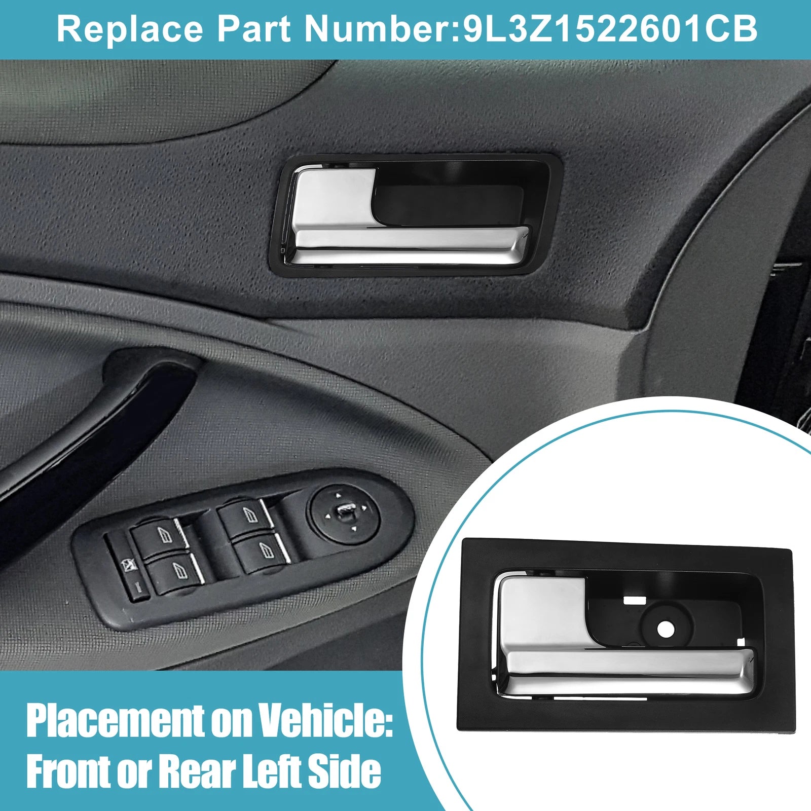Interior Door Handle for Ford F150 (2015–2023) Left Driver Side Black