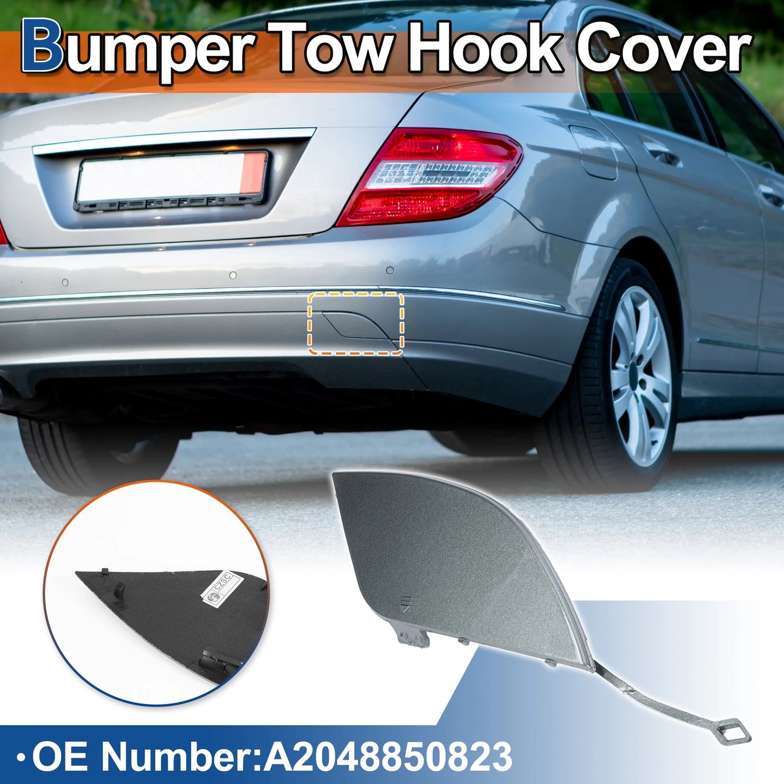 Rear Tow Hook Cover Replacement for Mercedes-Benz W204 (2008–2014)