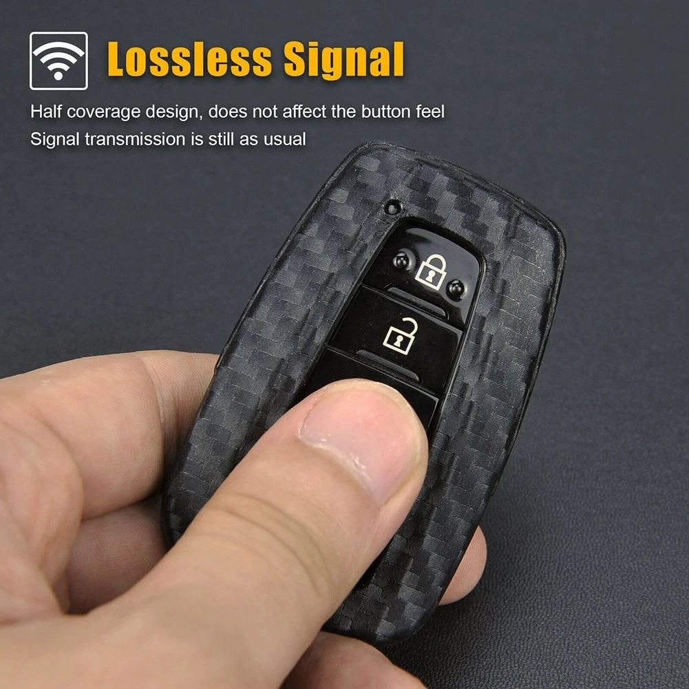 Key Case for Smart (73mm x 46mm x 19mm) - Silicone Carbon Fiber Black