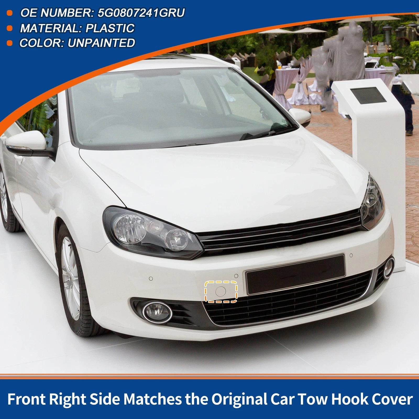 Front Tow Hook Cover Replacement for Volkswagen Golf VI (2010–2014)