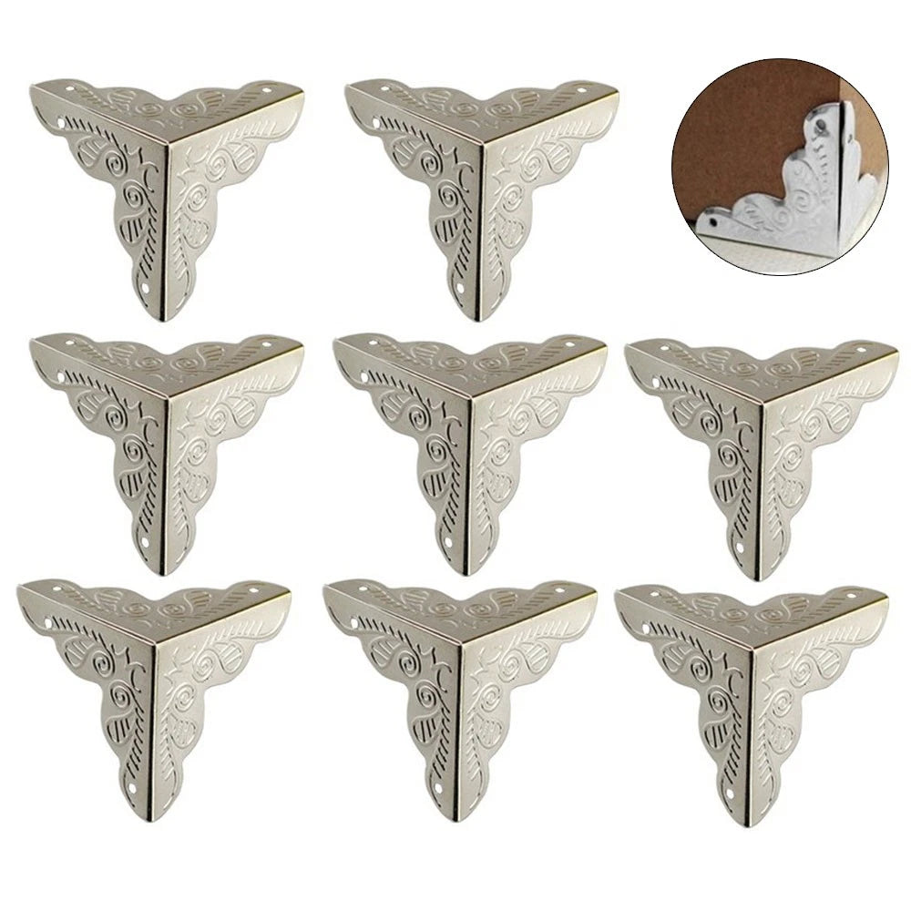 8Pcs Silver 35mm Wood Case Corner Protector Jewelry Gift Box Desk Guard Hardware