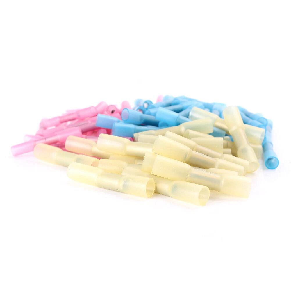 Cable Connector Heat Shrink Butt Electrical Wire Splice Terminal Red Yellow Blue