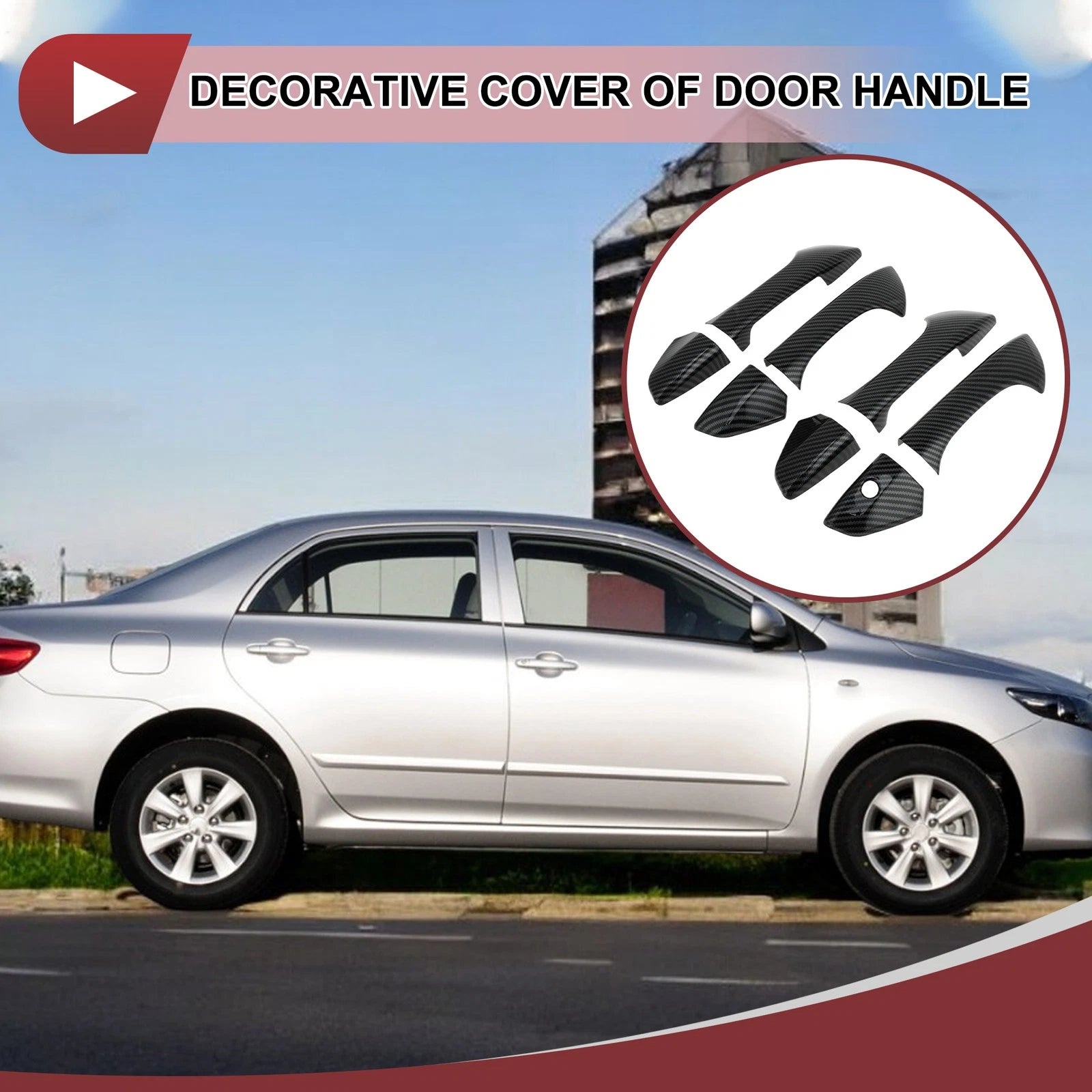 1Set Car Door Handle Cover Outside Black Replacement for Honda Accord (2008–2012)