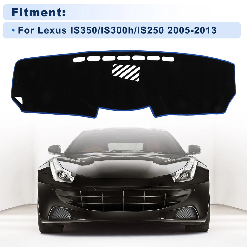 Dash Cover for Lexus IS 2005–2013 Polyester Black with Blue Edge 1pc