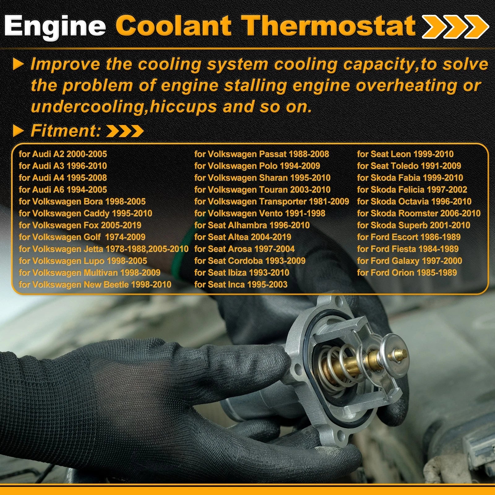 Engine Coolant Thermostat Replacement with Seal for Audi A2 (2000–2005)