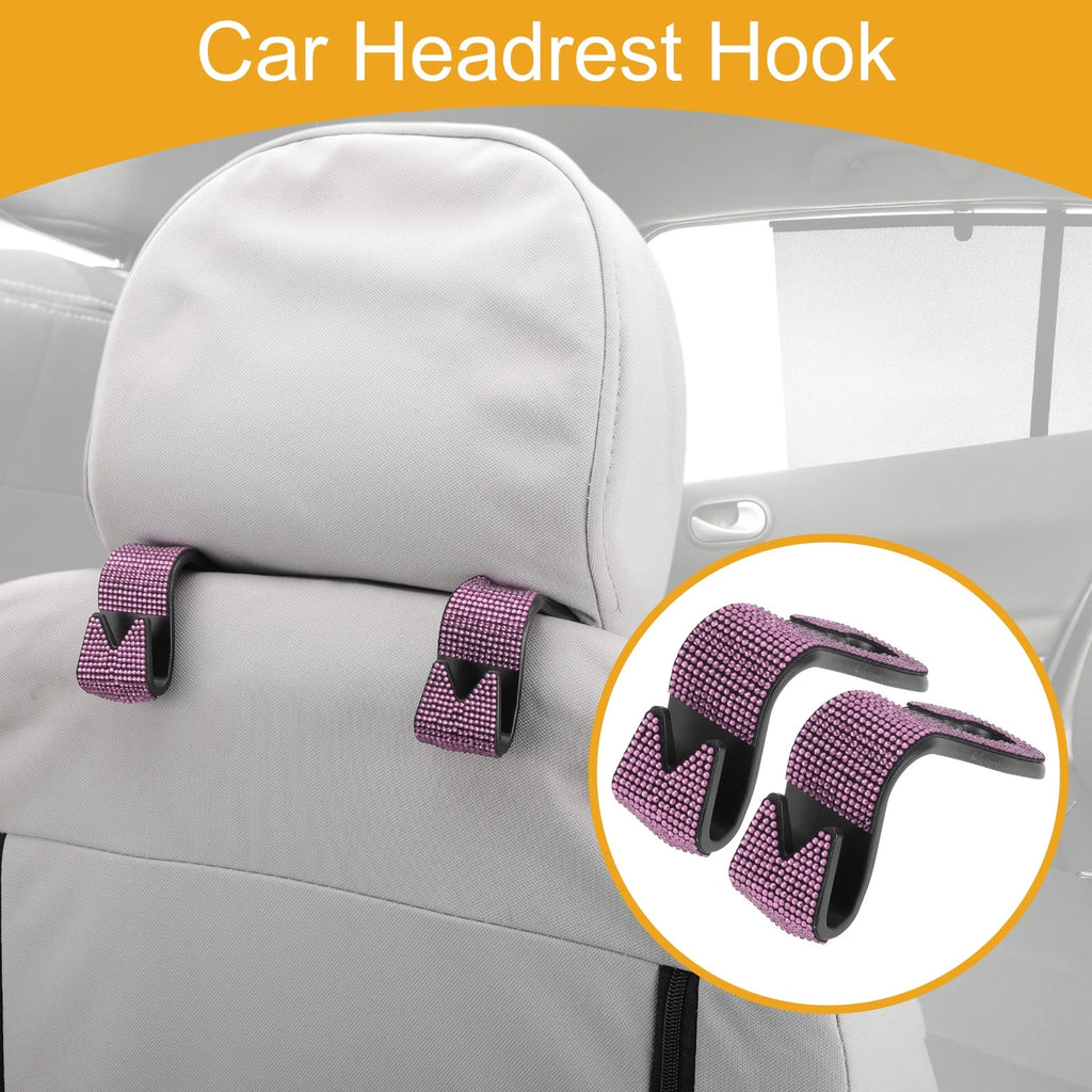 2 Pcs Universal Car Seat Headrest Hook for Hanging Purses (Pink)