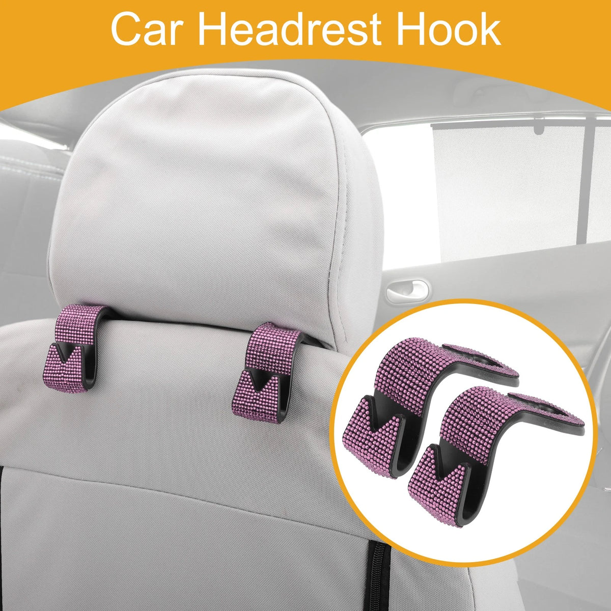 2 Pcs Universal Car Seat Headrest Hook for Hanging Purses (Pink)
