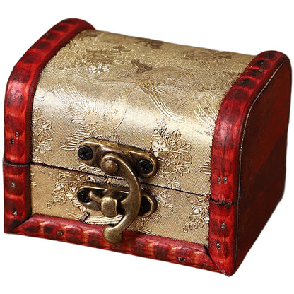 Compact Vintage Wooden Jewelry Box Pinewood Storage Case