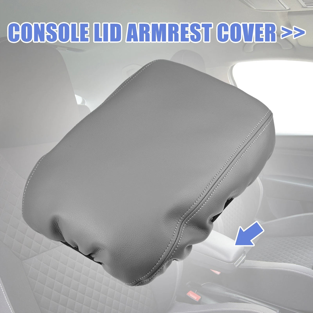 Car Center Armrest Cover for Honda Accord 2018–2022 Gray with Gray Stitch