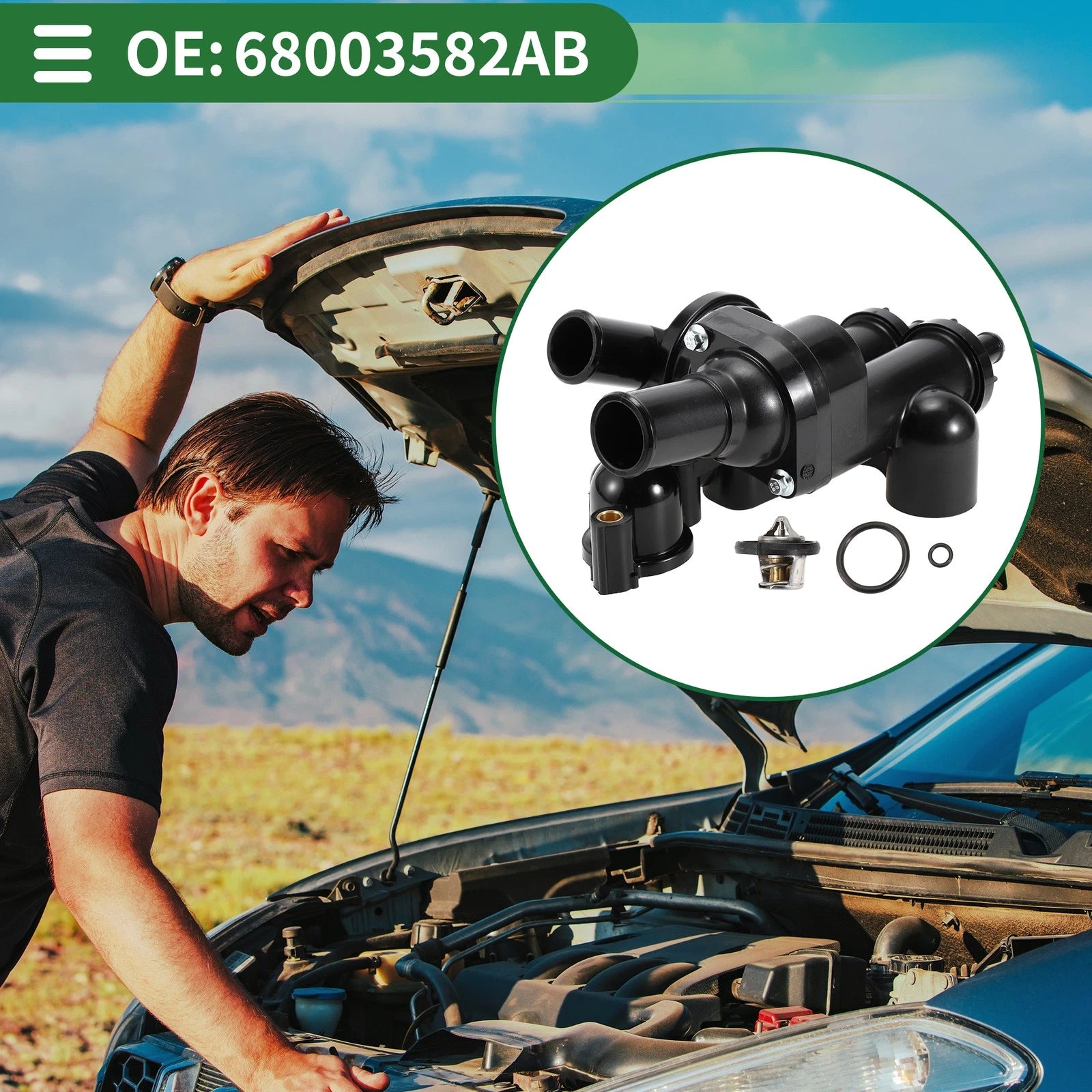 Engine Coolant Thermostat Housing Assembly Replacement for Dodge Journey (2009–2020)