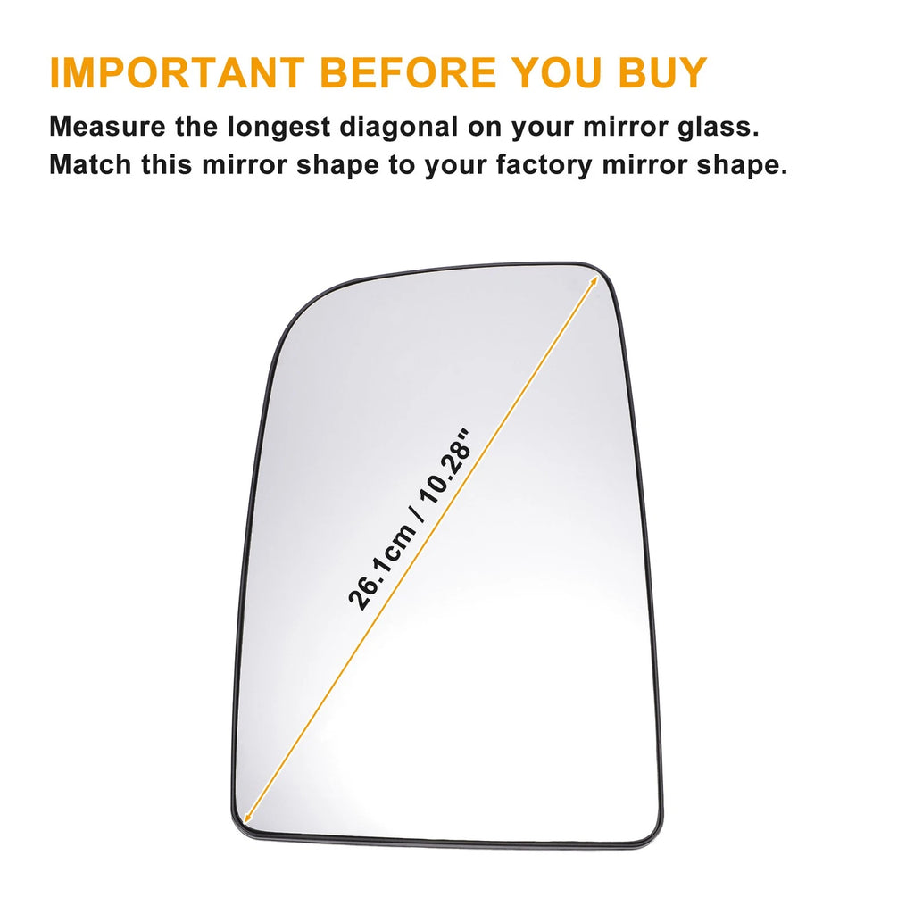 Left Upper Mirror Glass Non-Heated Replacement for Mercedes Sprinter (2006–2011)