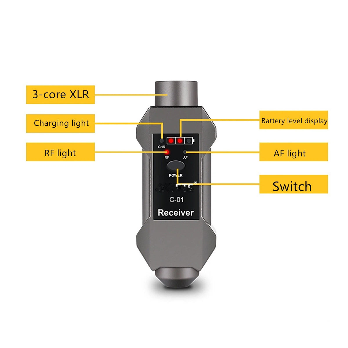 16-Channel Wireless Microphone Transmitter & Receiver with XLR Adapter