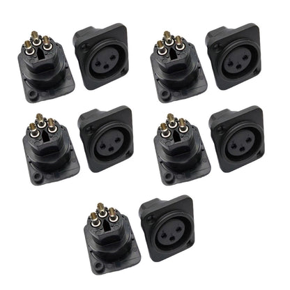 10X 3-Pin XLR Female Jack Panel Mount Microphone Converter