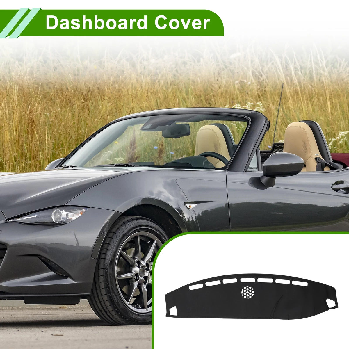 Dashboard Cover for Mazda MX-5 NC (2005–2015) Faux Leather Black 1 Pc