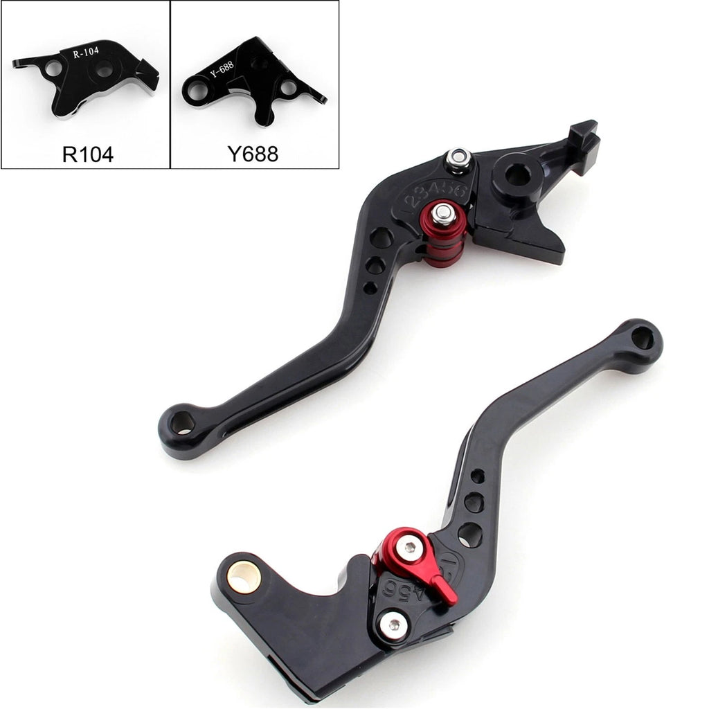 Short Brake Clutch Levers for Yamaha YZF R6 (2005–2014), YZF R1 (2004–2008) Black