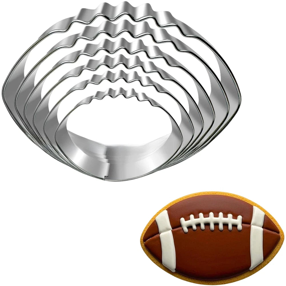 6 Piece Cookie Cutter Set for Football Biscuit and Fondant