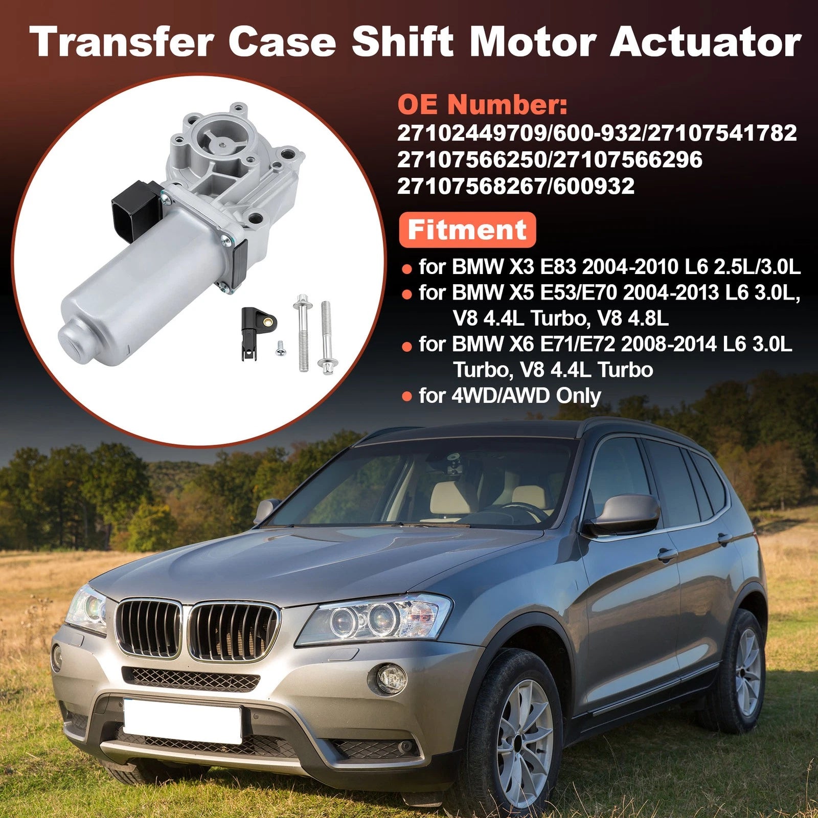 Transfer Case Shift Motor Replacement for BMW X3 X5 X6 (2004–2013)