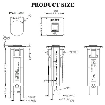 Dual Pack W Type Thermal Circuit Breaker 4A Reset Overload Protection Fuse