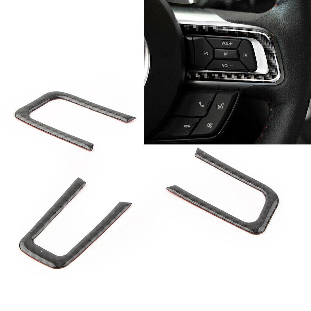 Carbon Fiber Steering Wheel Cover Trim for Ford Mustang (2015–2019)