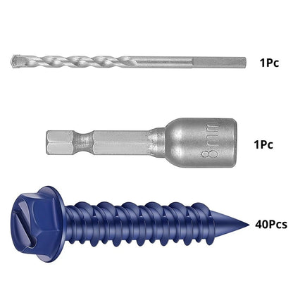 40 Pcs M6.5x32mm Concrete Screws Anchors for Masonry