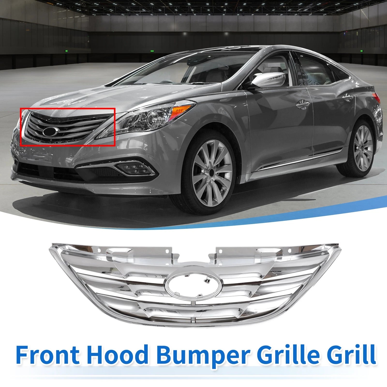 Front Hood Bumper Grille Grill Replacement for Hyundai Sonata (2011–2014)