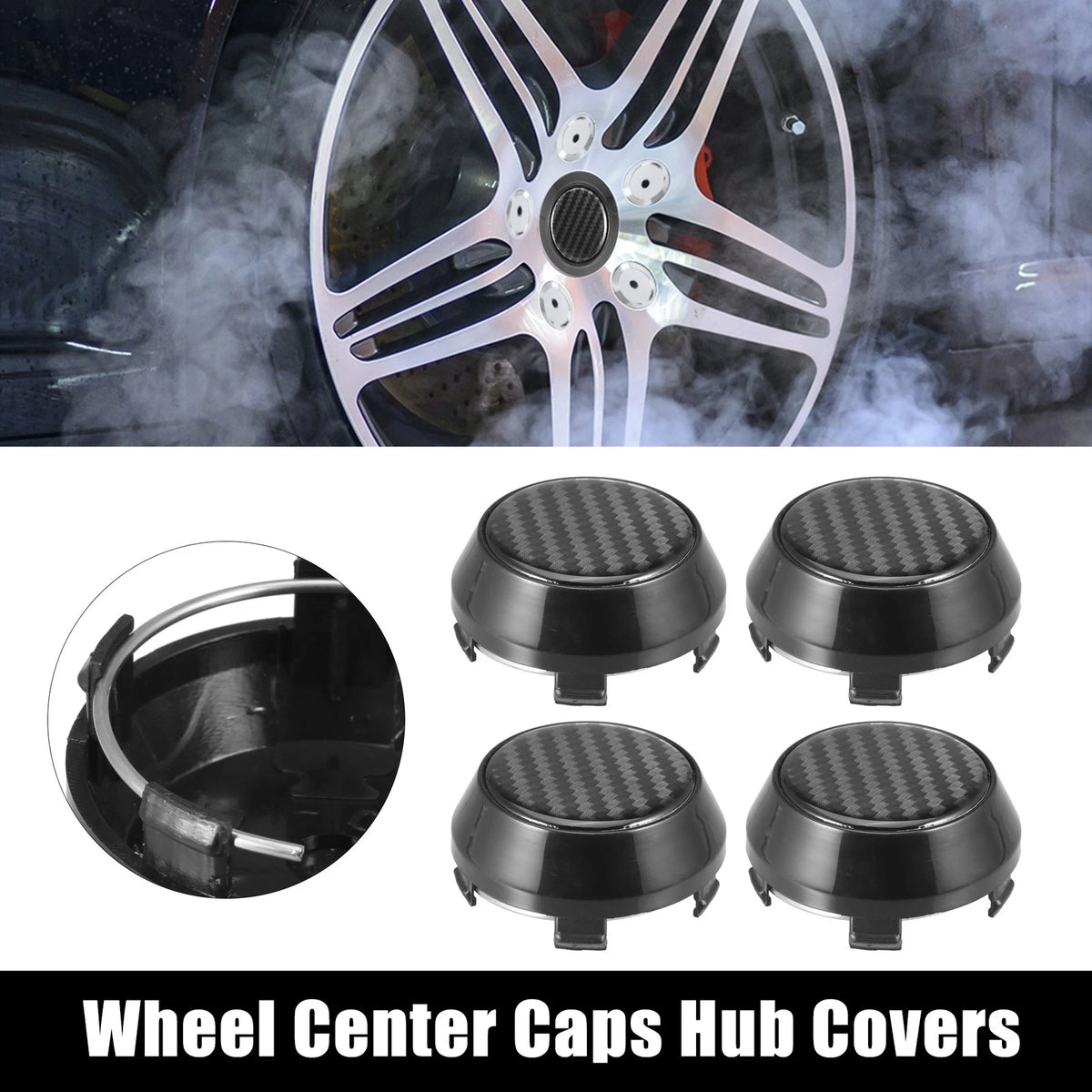 Set of 4 58mm 60mm Wheel Center Hub Caps Covers Universal Black