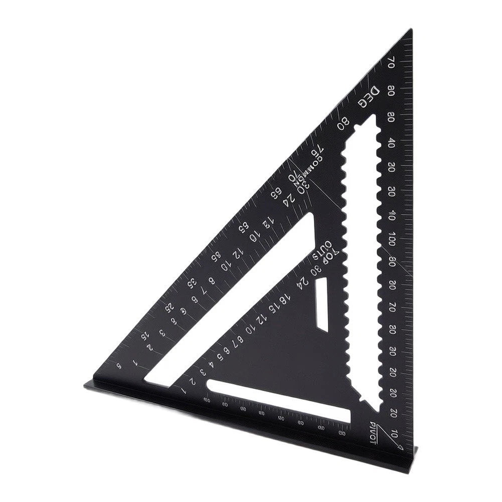 Black Aluminum Right Angle Tool Set for Layout Tasks (22.2cm, 21.3cm, 3cm)