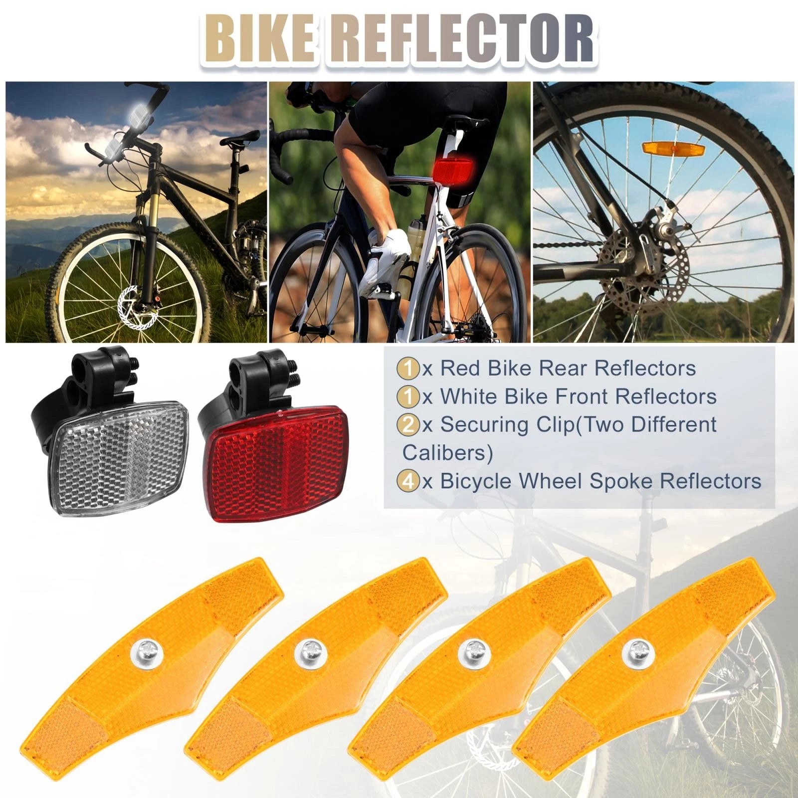 6pcs Bicycle Front Rear Reflector Kit for Mountain Bike (Universal)