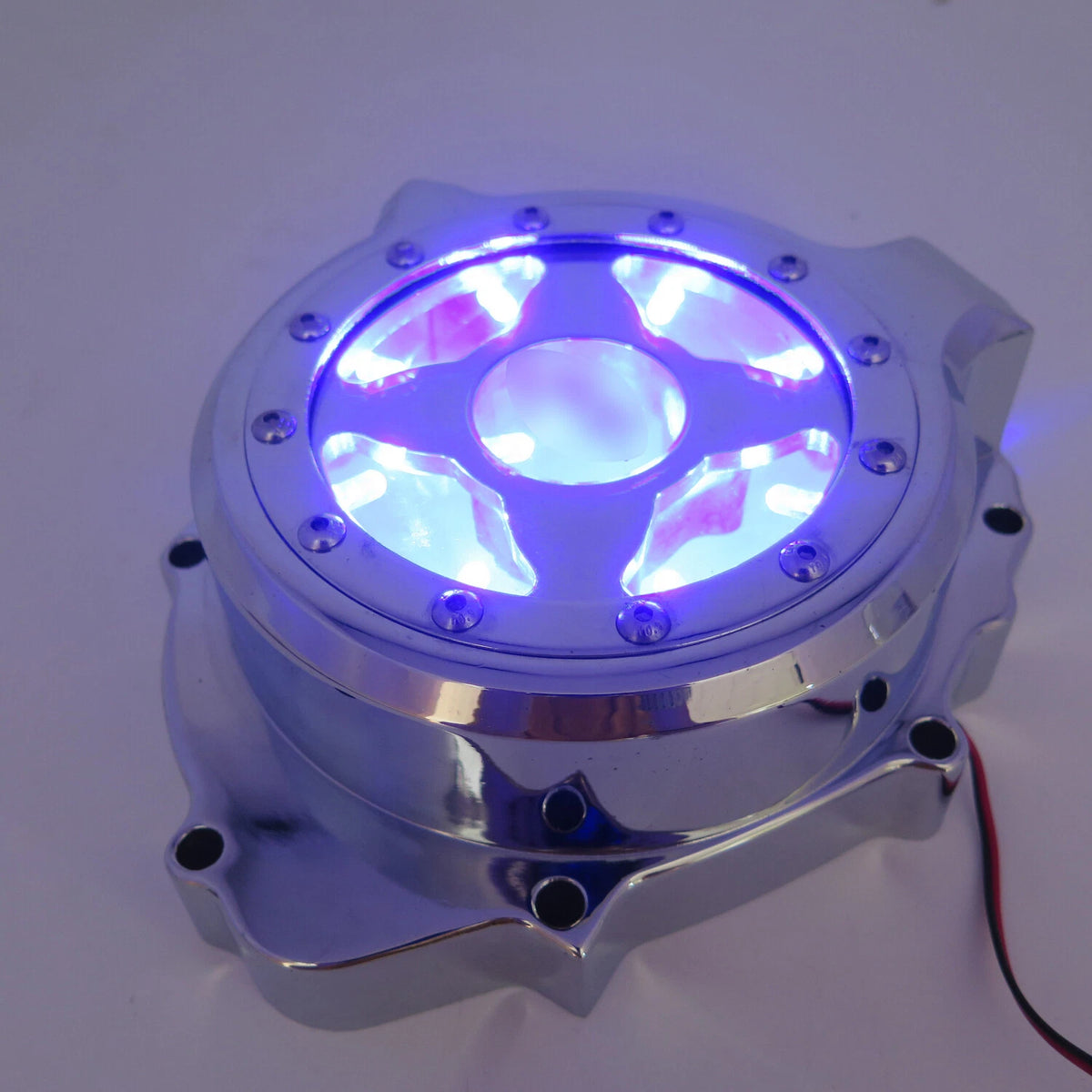 Chrome Left Engine Stator Cover w/ Blue LED for Honda CBR 600RR (2003–2006)