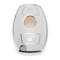 TPU Car Key Case White with Silver Edge for Mercedes-Benz 2 Button (2000–2025)