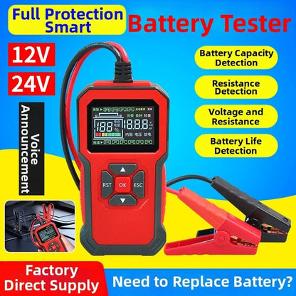 Smart Battery Tester for 12V/24V Vehicles (Garage Use, Roadside Diagnostics)