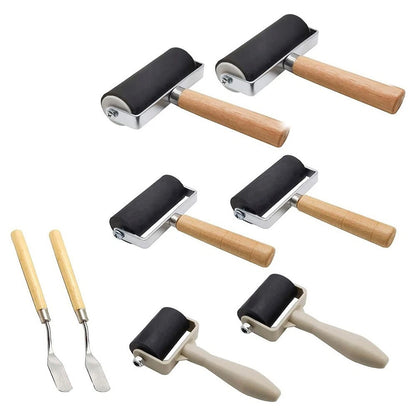 8 Piece Rubber Brayer Set for Studio Art Classroom and Home Use