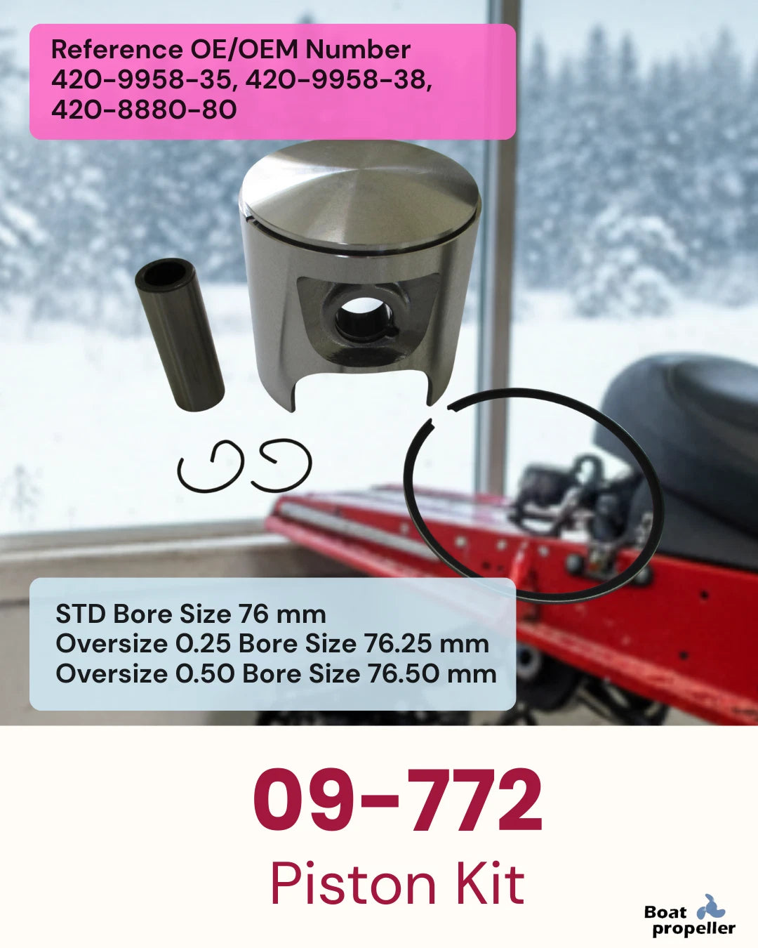 Piston Kit + Ring for Ski Doo Formula MXZ 580/583/617 (09-772-01)