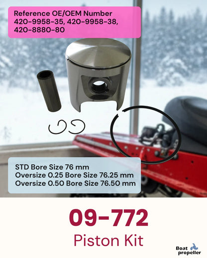 Piston Kit + Ring for Ski Doo Formula MXZ 580/583/617 (09-772-01)