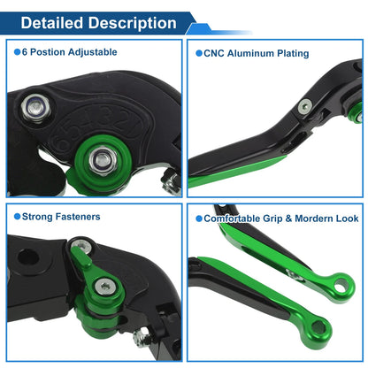 Adjustable Brake Clutch Levers for Honda CBR650R (2014–2022) Black Green