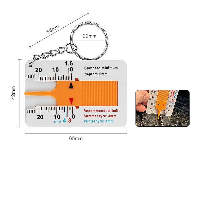 Tyre Tread Depth Gauge 0-20mm with Dual Color Scale, Portable