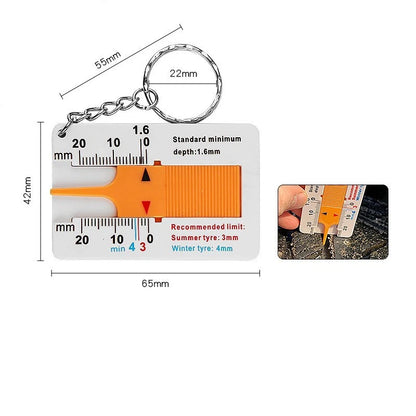Tyre Tread Depth Gauge 0-20mm with Dual Color Scale, Portable