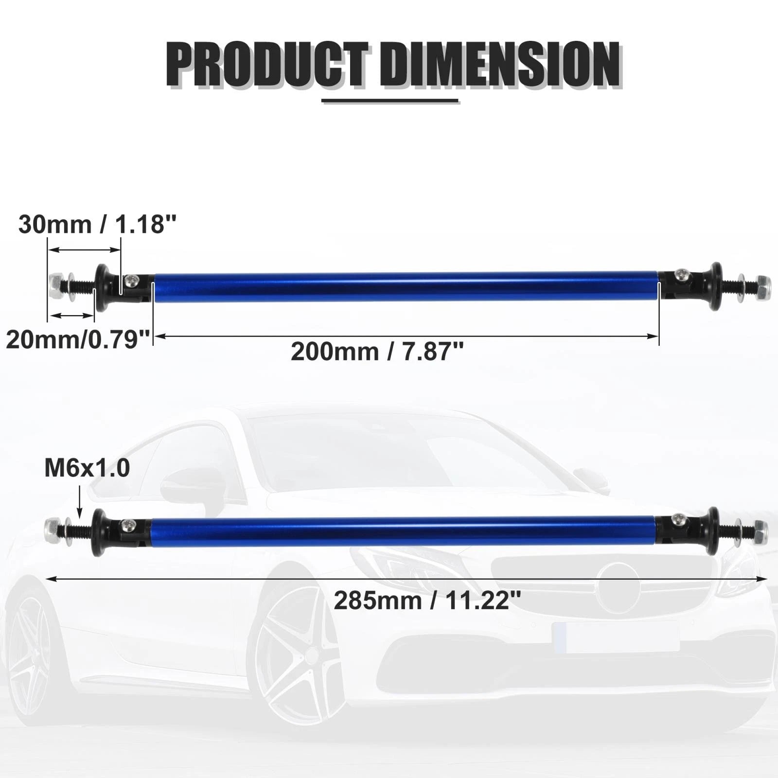 2X 200mm Adjustable Front Bumper Lip Splitter Strut Rods for Universal Fit